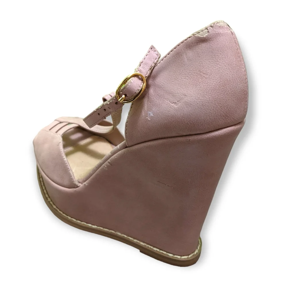 ASOS Pastel Pink Faux Suede Wedge Sandals, US 8 (UK 6)